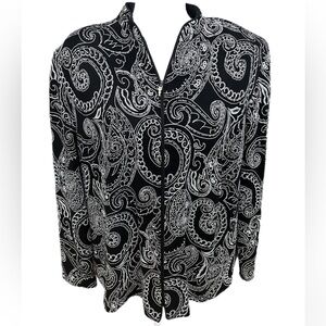 🔥🔥Jeanne Alexander Woman black & silver zip up neck dressy jacket See Descrip.